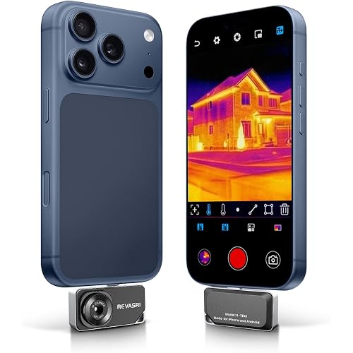 REVASRI Thermal Camera for iPhone and Android, 320×240 Super IR Resolution Thermal Imaging Camera, -4℉ to 842℉ Temp Range, Compatible with USB-C iOS & Android Device