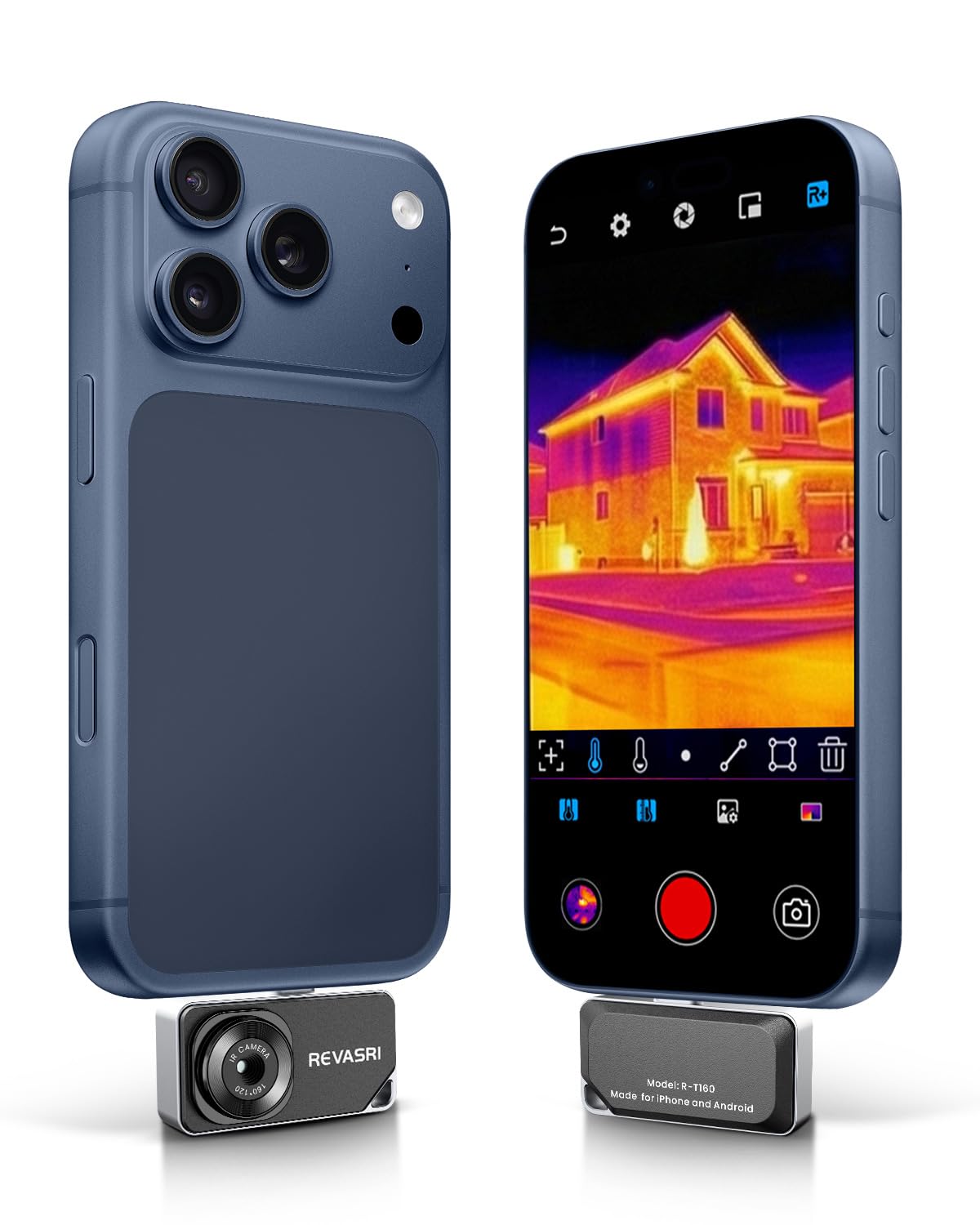 REVASRI Thermal Camera for iPhone and Android, 320×240 Super IR Resolution Thermal Imaging Camera, -4℉ to 842℉ Temp Range, Compatible with USB-C iOS & Android Device