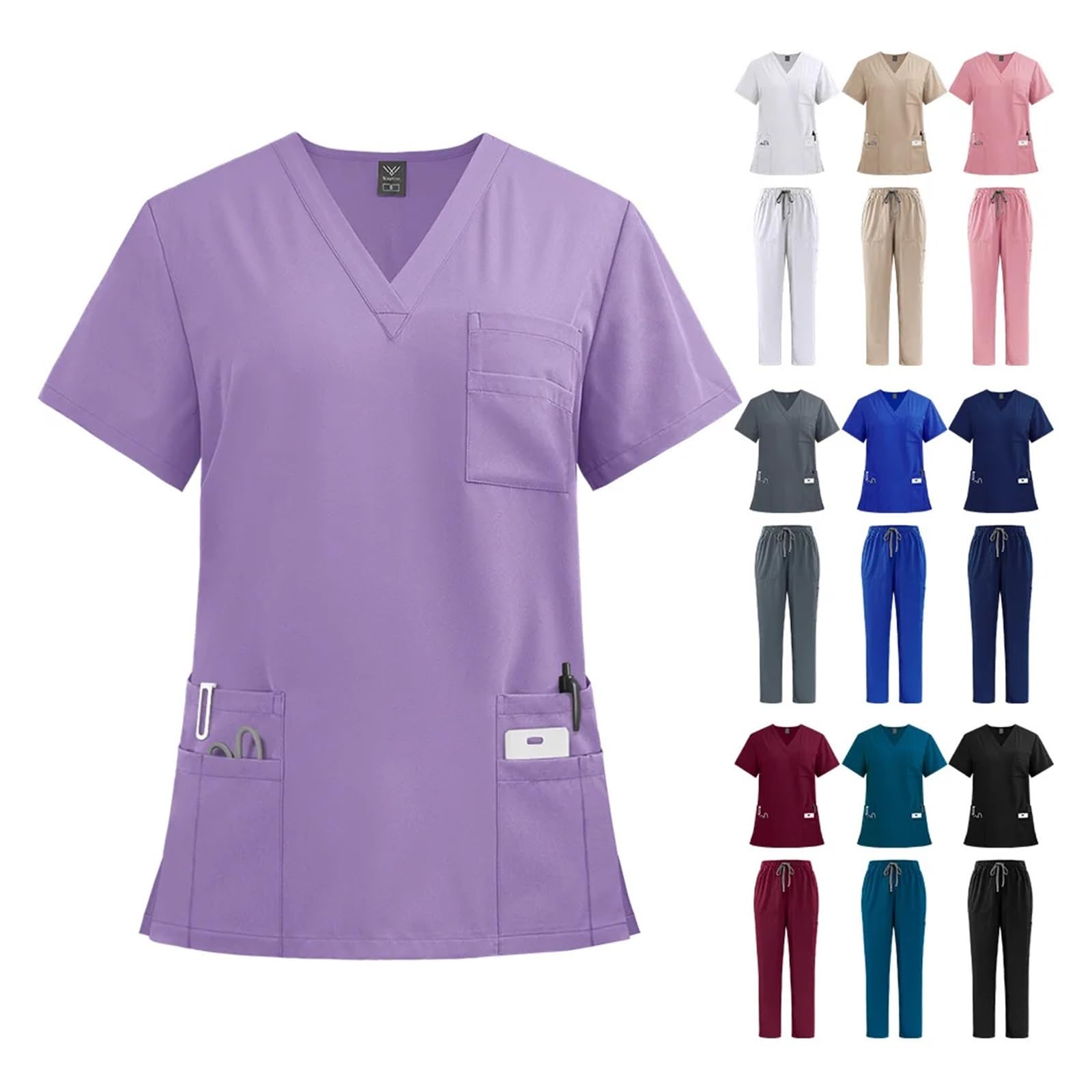 Pijama Enfermera Mujer Trajes de exfoliación médica for Hospital, uniforme for mujer y hombre, conjunto de ropa de trabajo de belleza, accesorios for enfermera, traje de cirugía Dental(Green,L)