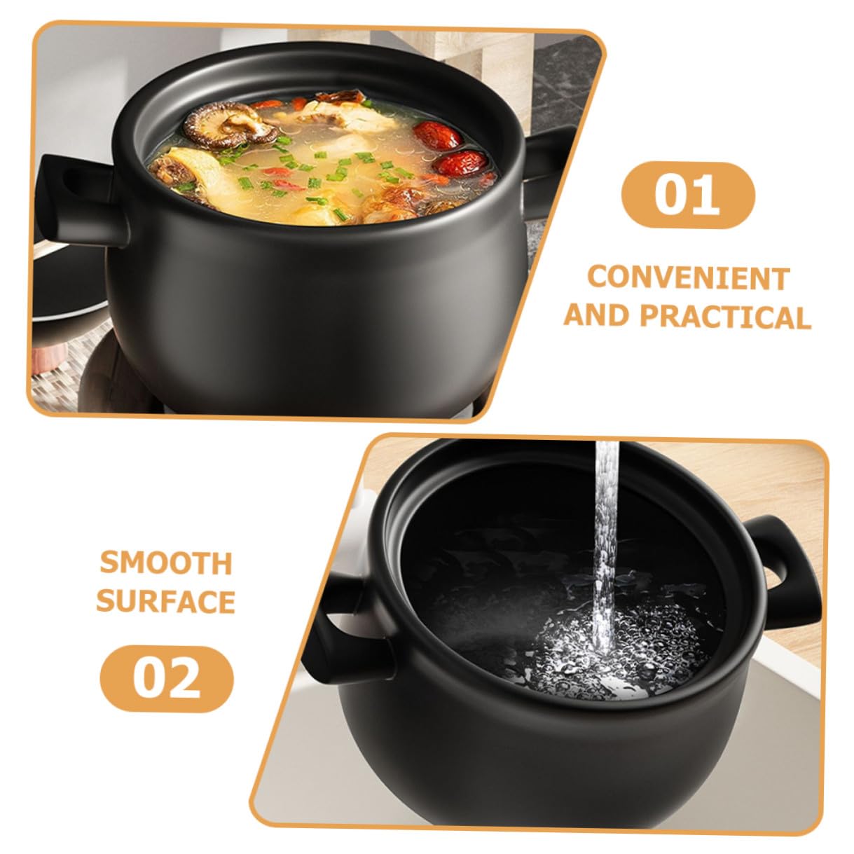 Homoyoyo Pentola in Ceramica 18L per Stufati e Zuppe Casseruola Resistente per Fornello a Gas con Superficie Antiaderente Liscia Utensili da Cucina per Uso Domestico e Ristoranti