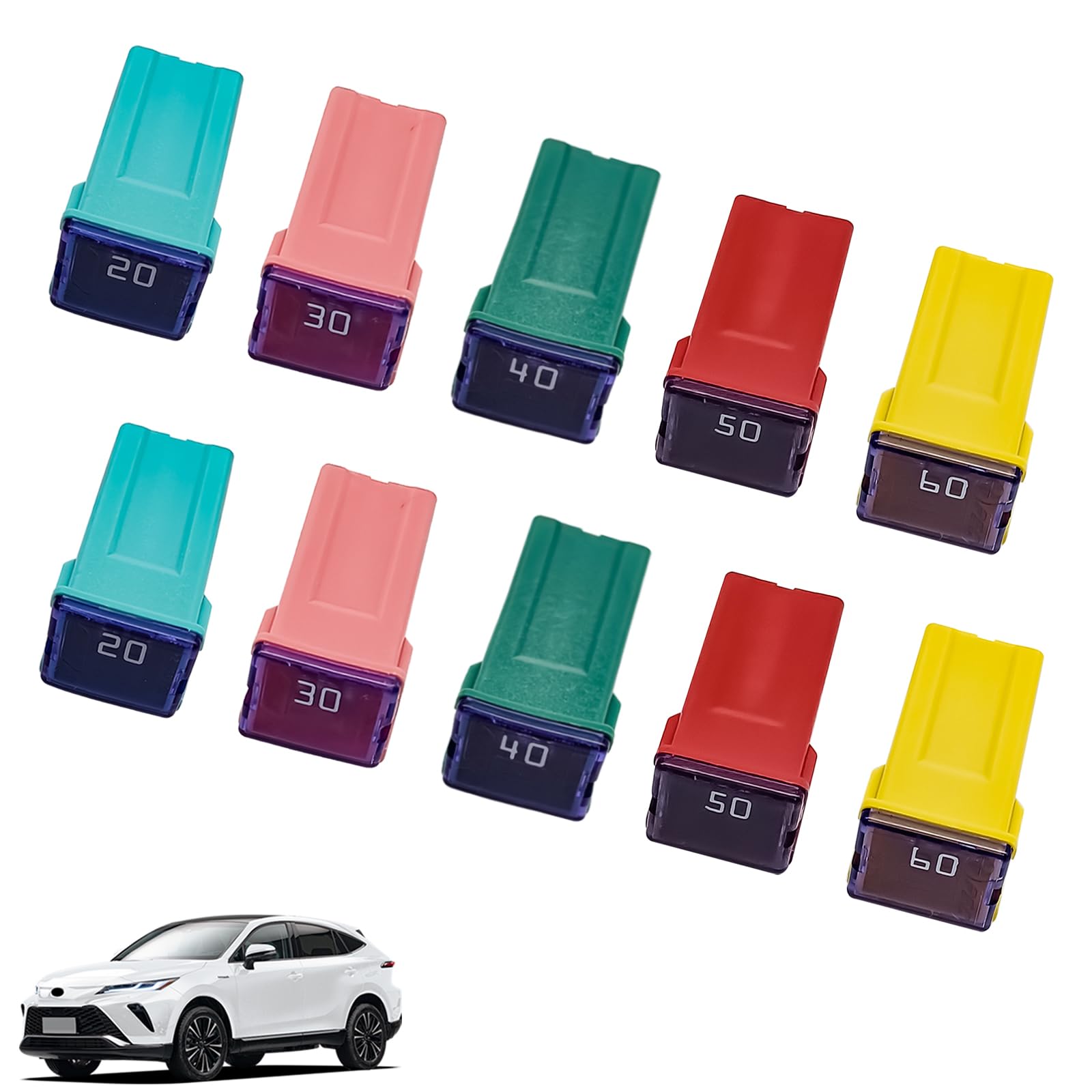 10PCS(20A 30A 40A 50A 60A) Car Fuse Combination, Tall/Standard and Low Profile Box Shaped Automotive Fuses,Compatible with Nissan Pickup, Ford, Chevrolet,and Other Vehicle Type Fuses. (Low) — Amazon image 8