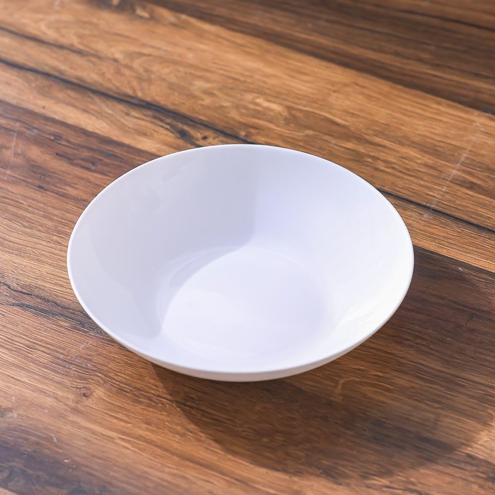 Essential Round Opal Soup Plate – Durable Opal Glass Soup Plate, Microwave & Dishwasher Safe, Elegant Dinnerware for Home, Kitchen, Restaurants, Ideal for Serving Soups and Stews White 21Cm