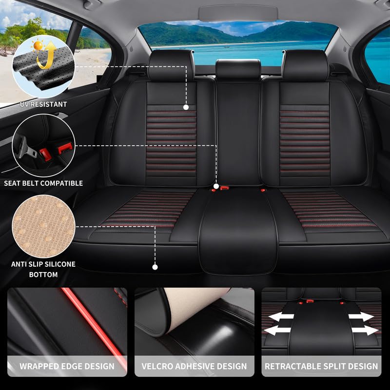 Image of Seat Covers Full Set Fit for Chevy /Chevrolet Blazer EV 2023-2026, BlackRed