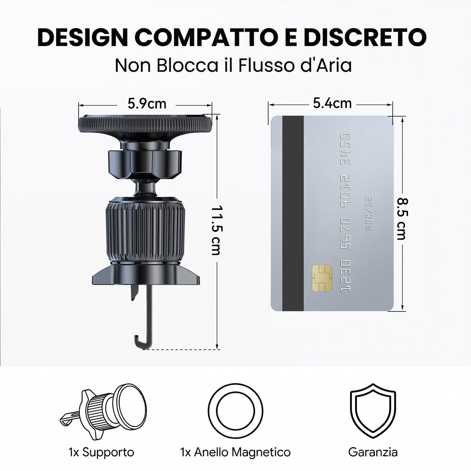 GizmoVine Porta Cellulare Auto Magnetico per MagSafe, Supporto Telefono Auto con 20 Magneti N52 e Gancio in Acciaio, Calamita per Bocchette Aria, Compatibile con iPhone 17/16/15/14/13 e Android