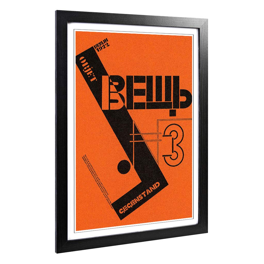 Big Box Art Framed Print of El Lissitzky Gegenstand Design | Wall Art Picture | Home Decor for Kitchen, Living, Dining Room, Bedroom, Hallway, Office, Black, A2 / 24.5x18 Inch / 62x45cm