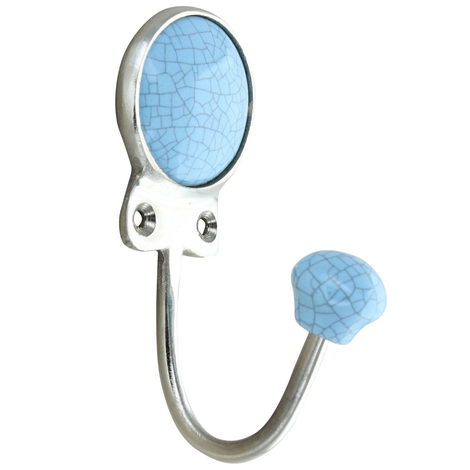 G Decor Light Blue Crackle Coloured Ceramic Vintage Shabby Chic Porcelain Coat Hook (Light Blue)