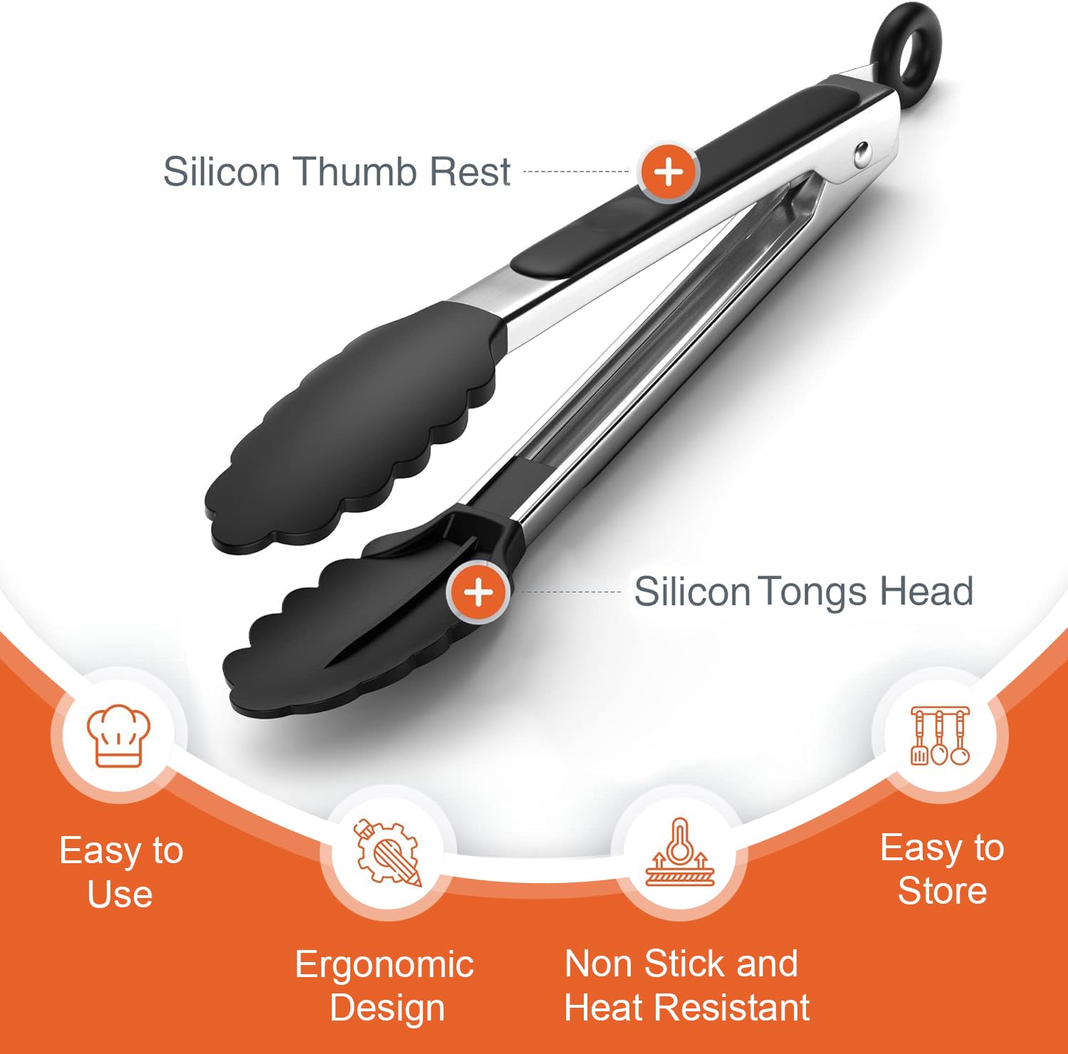 Pinze Per Cucina Con Punte In Silicone - In Acciaio Inox, Senza BPA