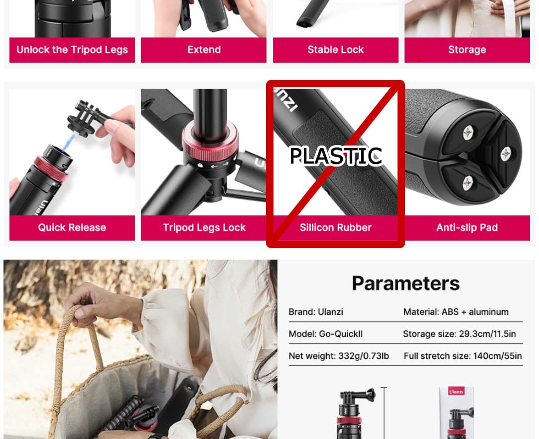 MOST of the reviews listed are NOT for the item being sold. This is the 57" selfie tripod stick.