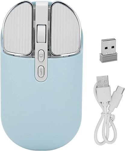 Miniatura 8 de Ratón inalámbrico Bluetooth delgado de modo dual (BT5.1+USB) Ratones de computadora con clic silencioso 3-DPI ajustable portátil inalámbrico