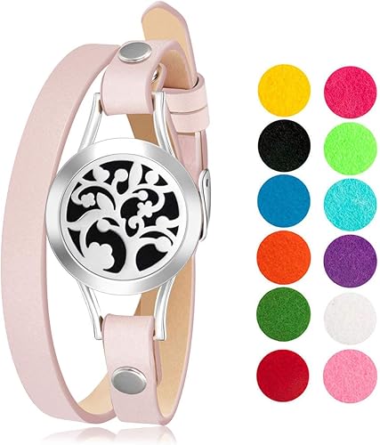 Wild Essentials - Difusor de pulsera de cuero con aceite esencial de árbol de árbol, juego de regalo, lavanda, citronela, menta y aceites de