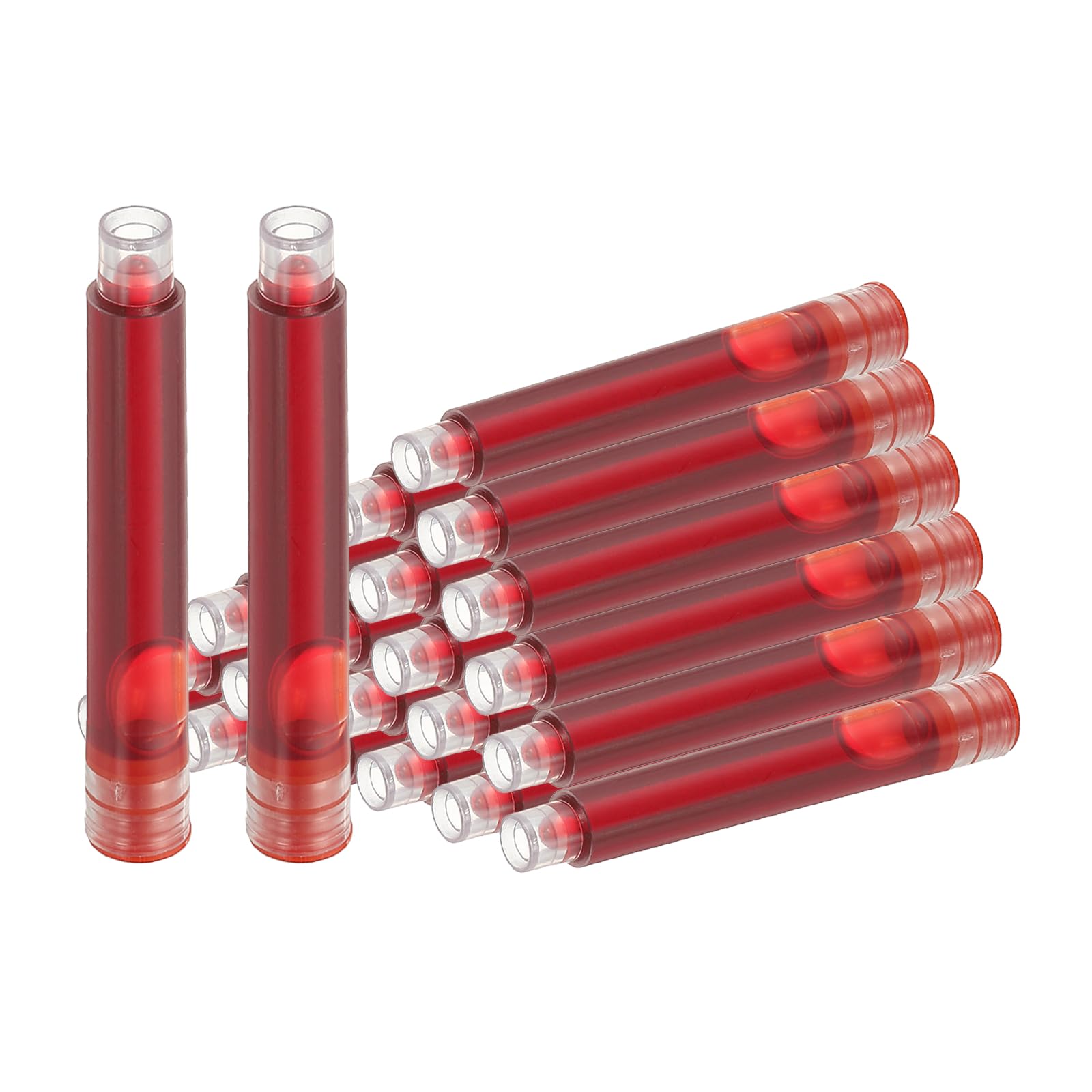 PATIKIL 24Pcs Fountain Pen Ink Refills 3.4mm Bore Diameter Red Ink Cartridges International Stand Refill Cartridges for Pen Writing Business
