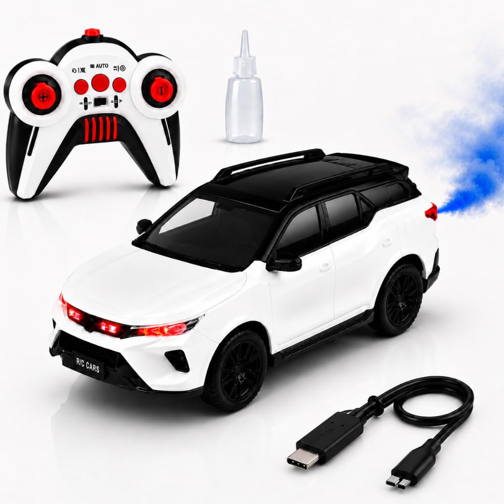 Remote Control VIP Legender 1:18 Scale Car for Kids | Rechargeable RC Car with Mist Spray | LED Flashing Light | Police Siren, Indian Songs | Auto Mode, USB Type-C Charging (Multi-Color)-image-39