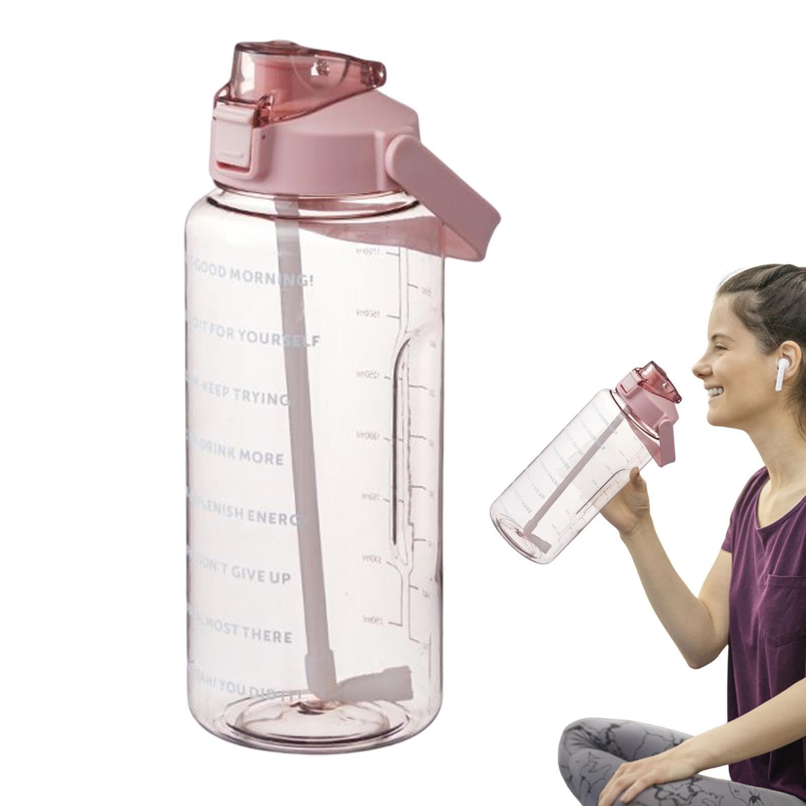 Générique 2 Liter with Straw, Large Sports Water Bottle with Straw and Time Marking Motivational Water Bottle for Outdoor Gym, Leakproof BPA Water Bottle