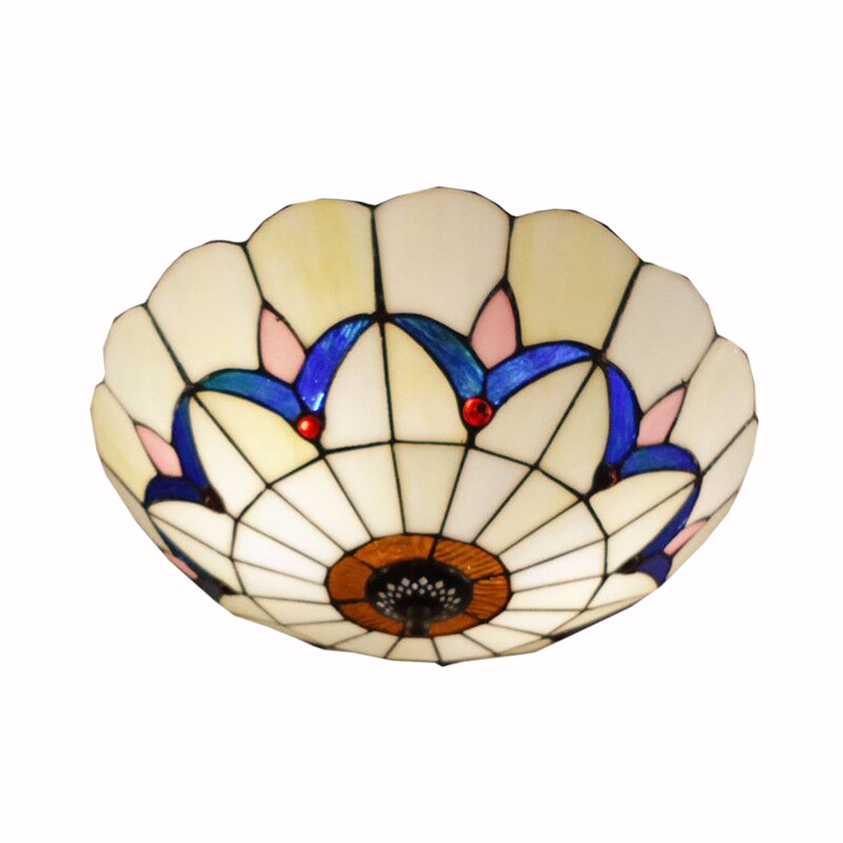 Sufitowe oprawy oświetleniowe do montażu podtynkowego z ręcznie wykonanymi abażurami witrażowymi tradycyjna retro odwrócona lampa do salonu sypialni hotelu 50 cm (30 cm)