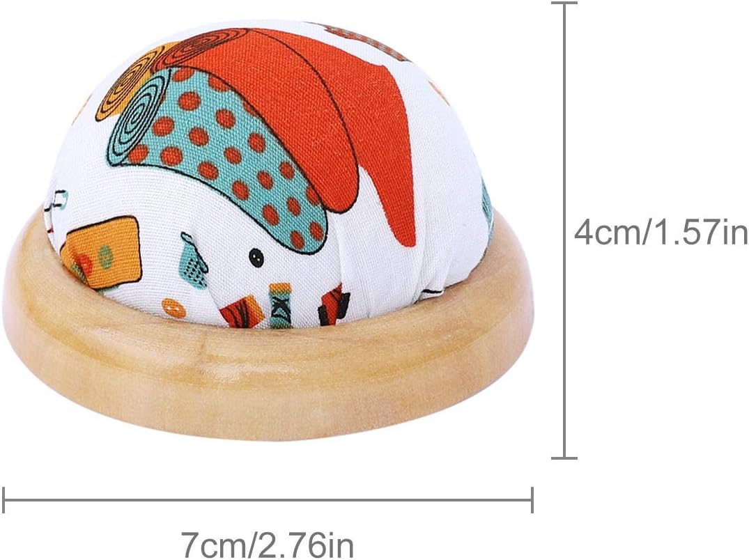 eZAKKA Pin Cushion Sewing Pins Needle Holder Wooden Base Pincushions for Sewing (Sewing Necessities Pattern White)