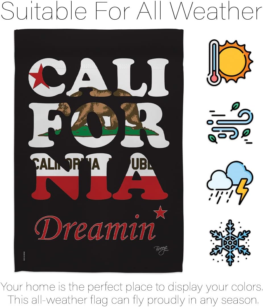 Breeze Decor H108176 California Dreaming Americana States Double Side Decorative House Flag, 28" X 40", Multi-Color