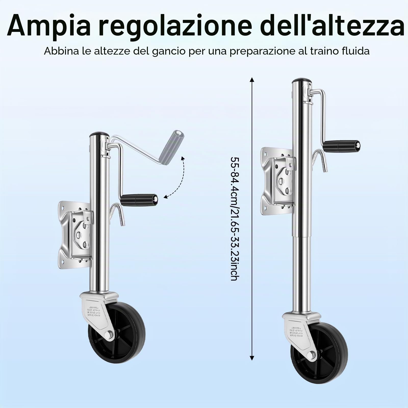 MINRS Generic - Ruota di sostegno da 540 kg, ruota di supporto girevole, carico pesante, automatica, regolabile in altezza, forte, sicura, semplice – il compagno perfetto per il tuo rimorchio