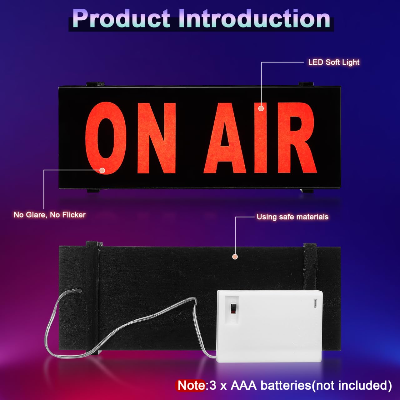 OSALADI Panneau Lumineux À Led on Air Signal D'Avertissement Pour Bureau Et Studio Lumière Douce Sans Éblouissement Compact Et Léger Idéal Pour Décoration Intérieure Et Diffusion En Direct