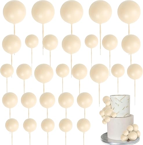 Vista 14 de Rsstarxi 30 bolas de espuma para decoración de tartas, mini globos, para cupcakes, bolas de burbujas, decoración de bricolaje para baby shower, negro