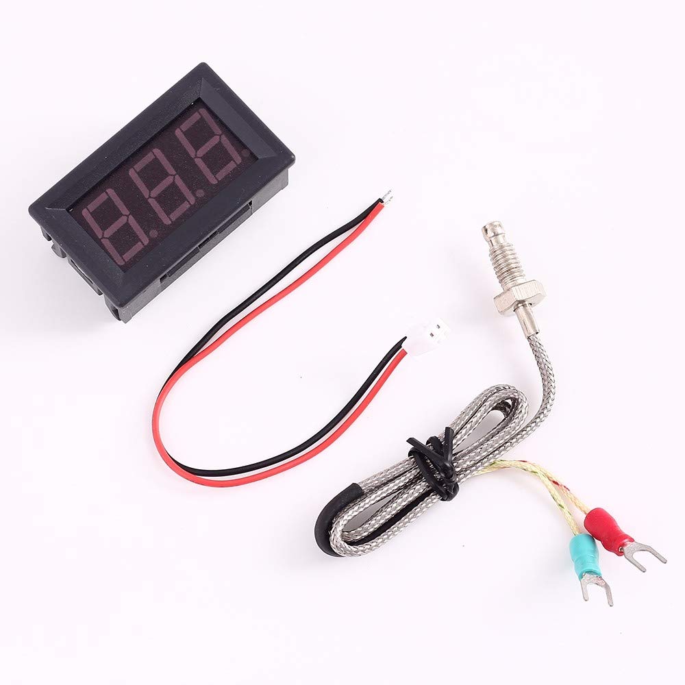 Hochpräzisions Thermometer Industriethermometer Hochtemperatur LED Anzeige mit Thermoelement K Typ,M6 Sonde,DC 4.0V-28V