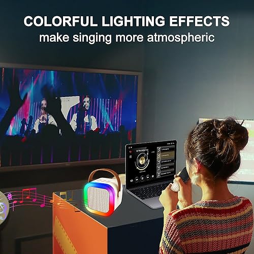 Miniatura 4 de Mini máquina de karaoke para niños, altavoz Bluetooth portátil con 1 micrófono inalámbrico de karaoke, juguetes musicales, regalos de cumpleaños de