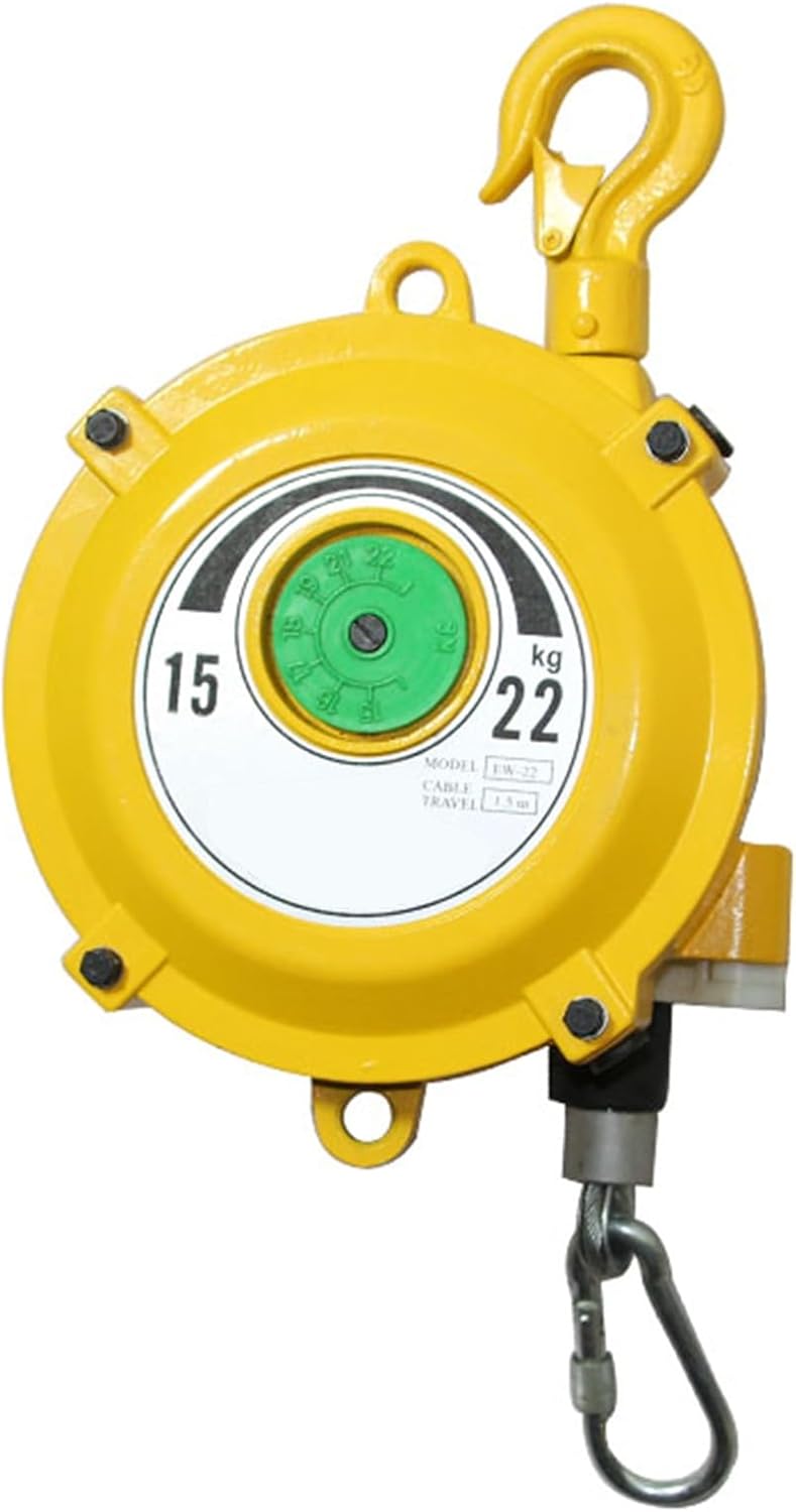 Retractable Spring Balancer with Hook & Wire Rope - Adjustable Tool Holder for Workshop & Assembly Line (15-22kg) - Durable, Heavy-Duty, Easy to Use