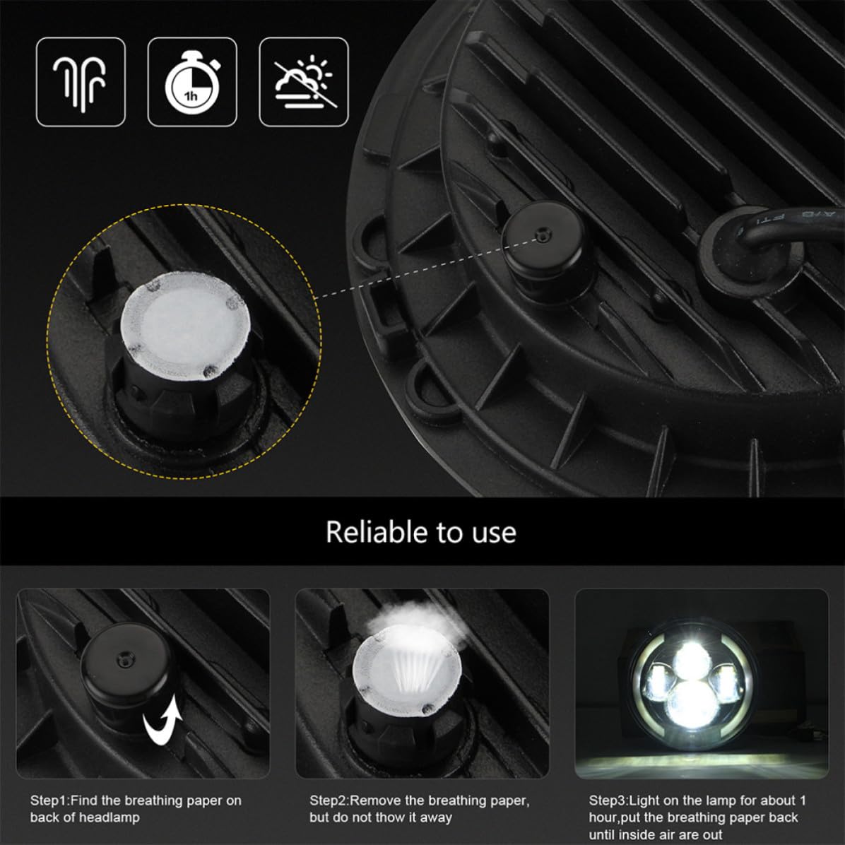 Faro LED Redondo de 7 Pulgadas, 200 W, para Moto y Todoterreno
