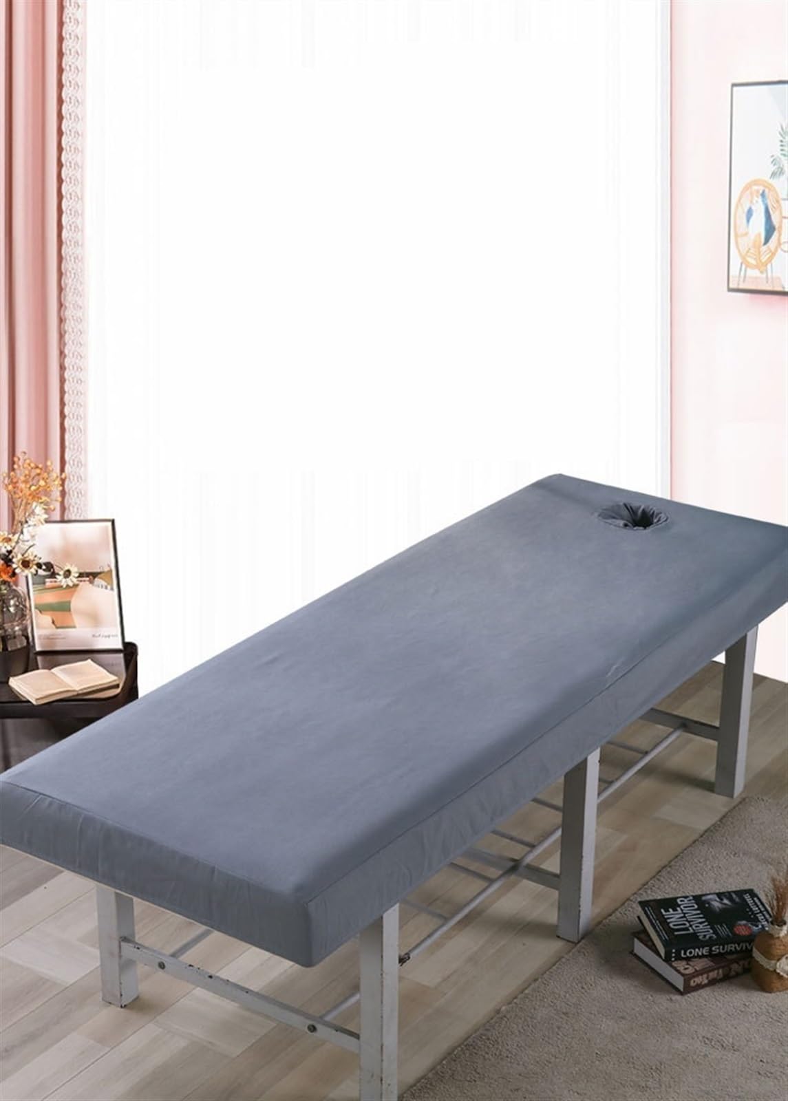 Sabanas Camilla Masaje Funda de cama elástica sólida alta calidad for salón belleza, tratamiento masajes y spa, sábana ajustable con banda goma orificio(Dark khaki,80x190cm)