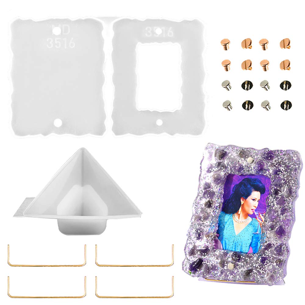 VERWIN Square Photo Frame Epoxy Molds DIY Picture Frame Silicone Resin Molds Resin Casting Molds for Making Photo Display Stand Home Decoration