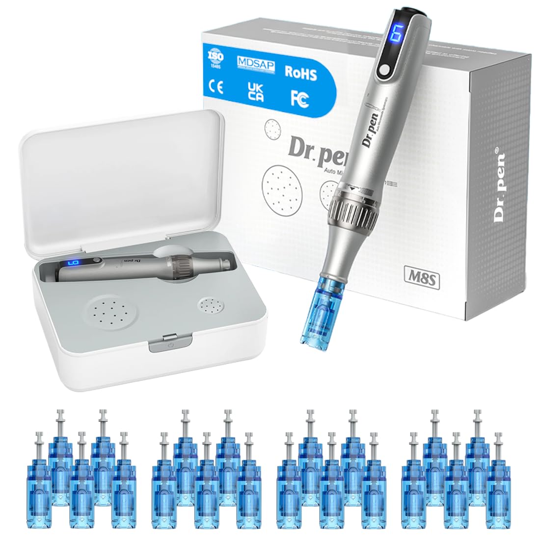 Dr.pen Ultima M8S Microneedling Pen – Kit de Derma Pen Inalámbrico con 20 Cartuchos de Repuesto