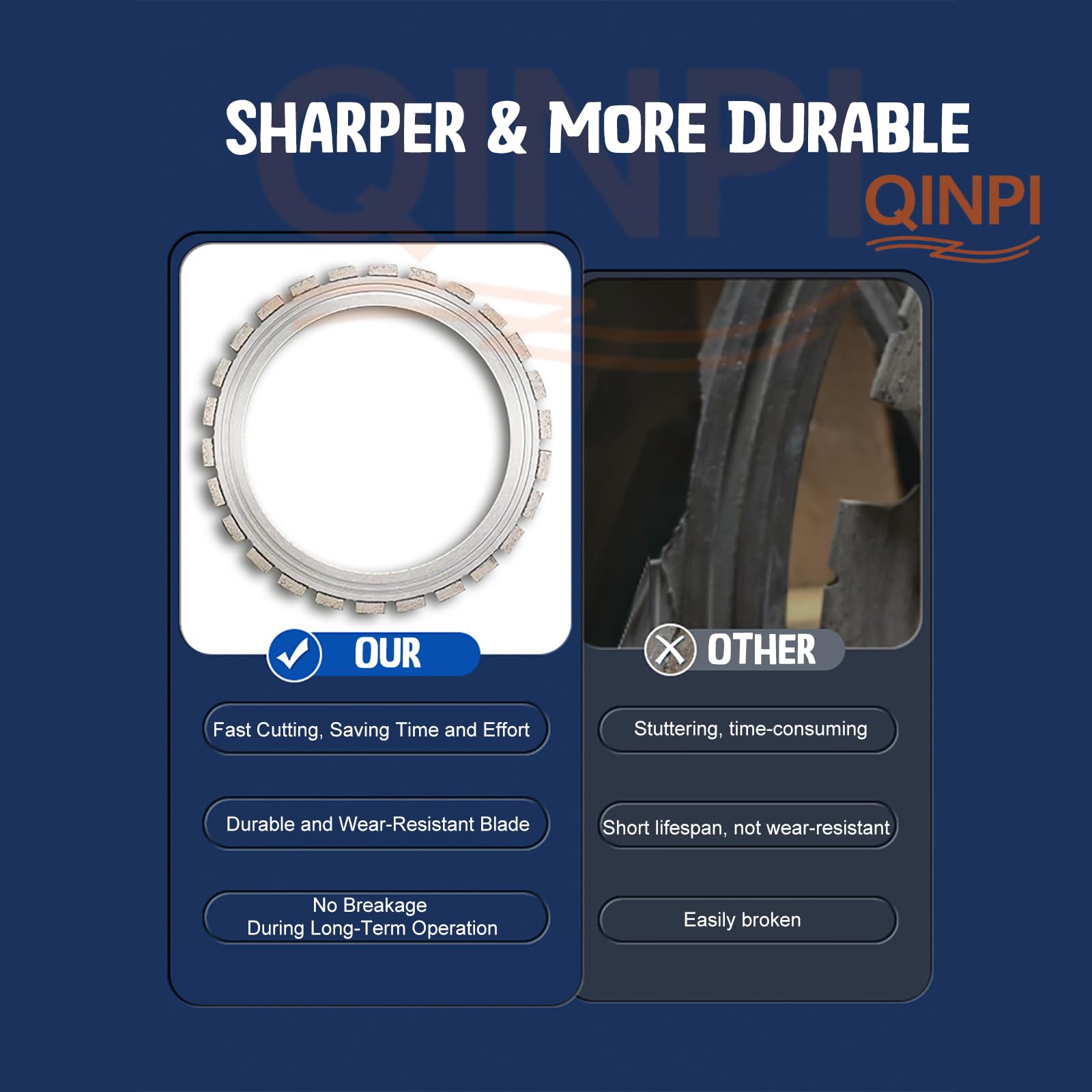 Lot de 2 lames de scie annulaires diamantées pour béton, 410 mm, profondeur de coupe de 30 cm, compatibles avec les machines à rainurer électriques