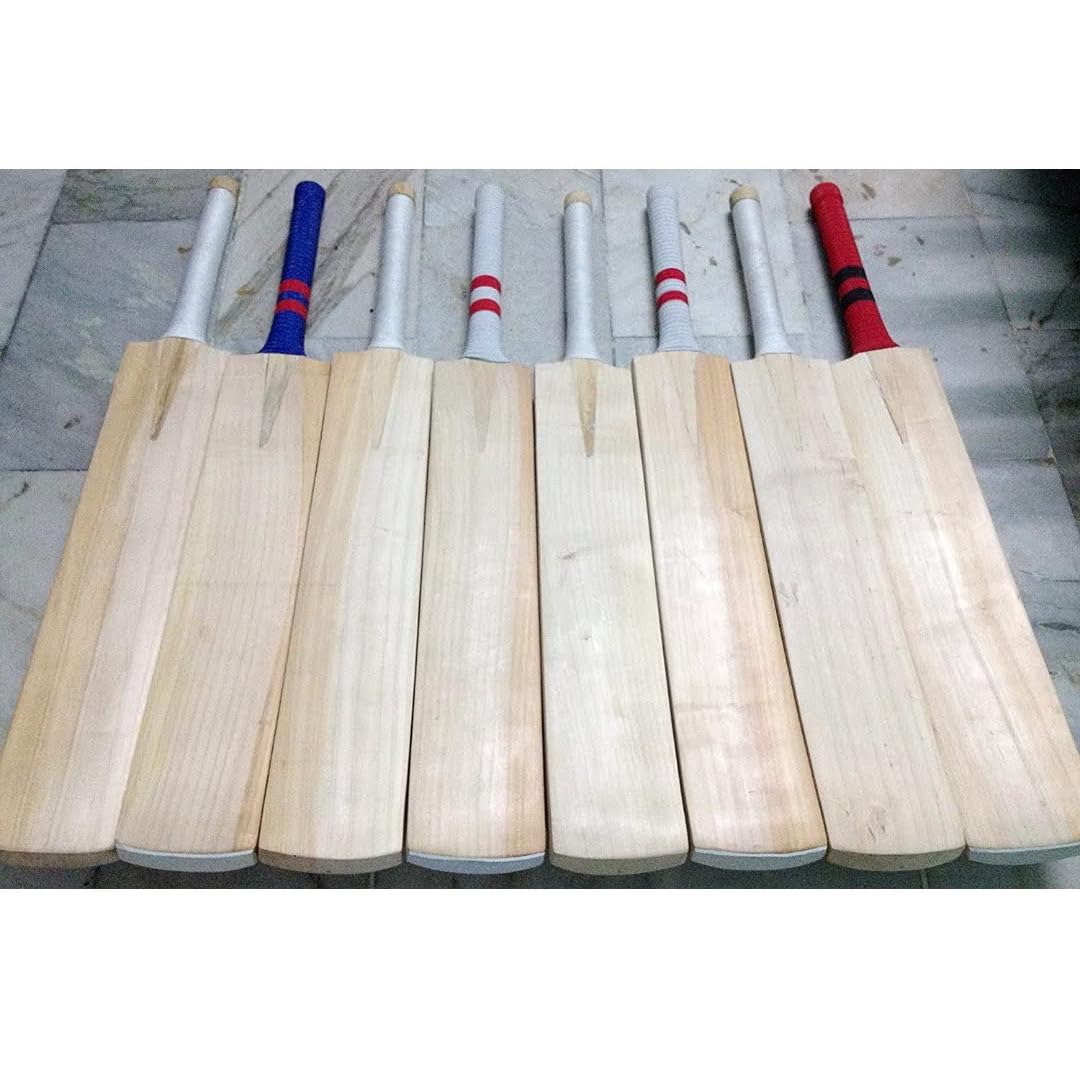 Wooden Cricket Bat Popular Willow for Tennis, Rubber Ball (4 Number, Plain)