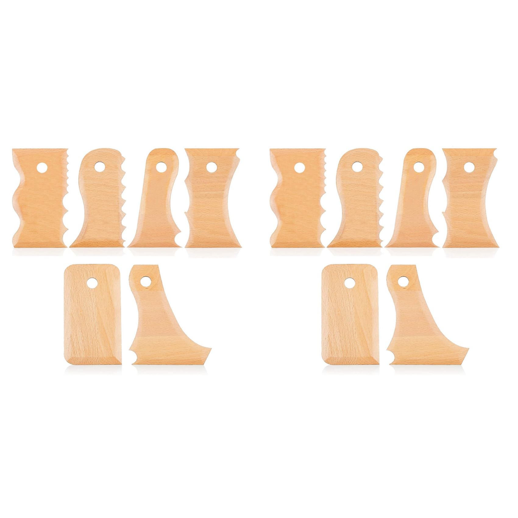 Hndhbfgrt 14 Pieces Pottery Trimming Tools Pottery Clay Foot Shaper Tools Texture Wooden Profile Rib Bundle Foot Shaper