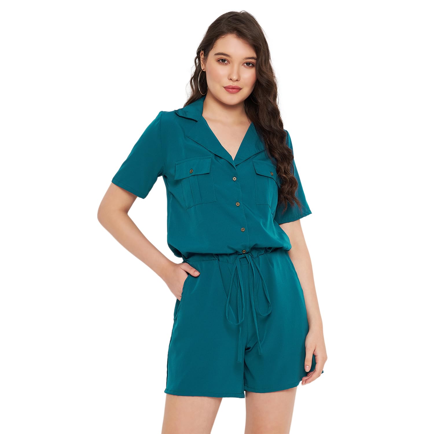 color cocktail Egyptiyan Blue Flap Pocket Jumpsuit-picture-11