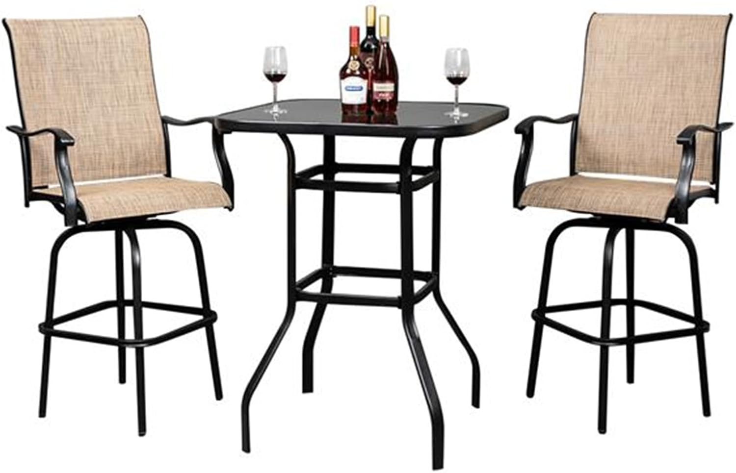 Wrought Iron Glass high bar Table Terrace bar Table high Table Garden Table Patio Table Black