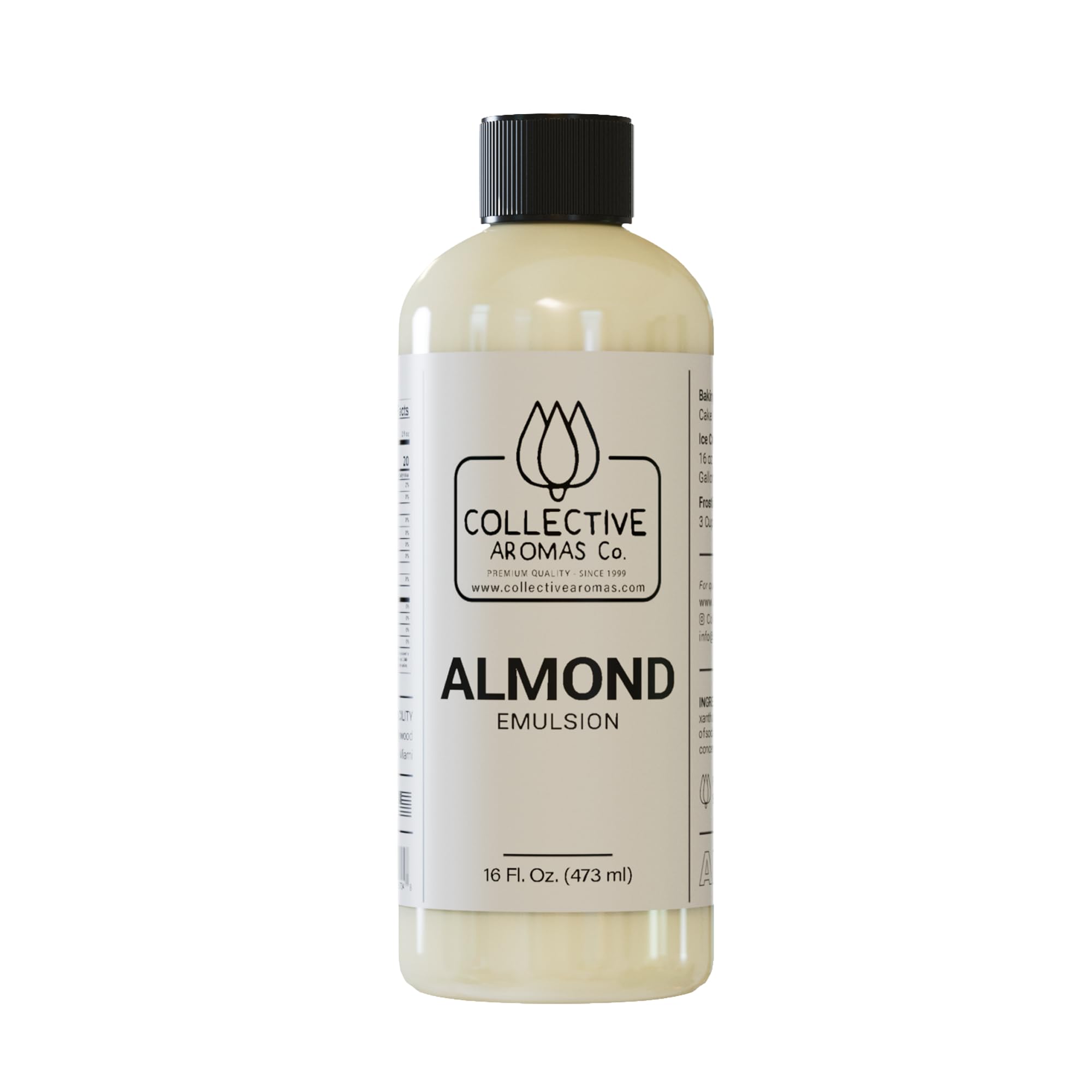 Almond Emulsion for Baking – Natural Flavoring Blend for Cookies, Cakes, Ice Cream, Smoothies, Beverages & More – 16 fl oz Kosher, Pure Almond Emulsion by Collective Aromas Co.