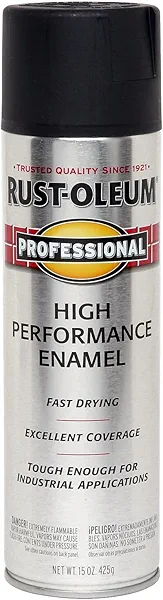 Rust-Oleum 239107 Professional High Performance Enamel Spray Paint, 15 Oz, Semi-Gloss Black