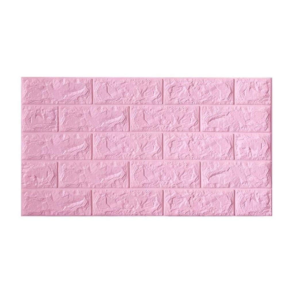 Papier peint briques rose MU auto-adhésif 3D pour panneau mural