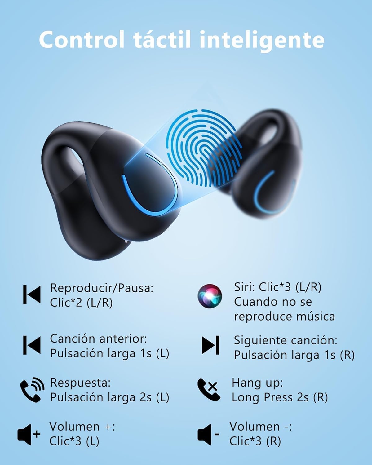 Paekole Auriculares Inalámbricos Bluetooth 6.1 Open Ear Clip 80H IPX7 | Clip oreja, Audio Direccional, 80H batería, Pantalla LED, driver 16.3mm, IPX7, Bluetooth 6.1, botón físico, carga USB-C