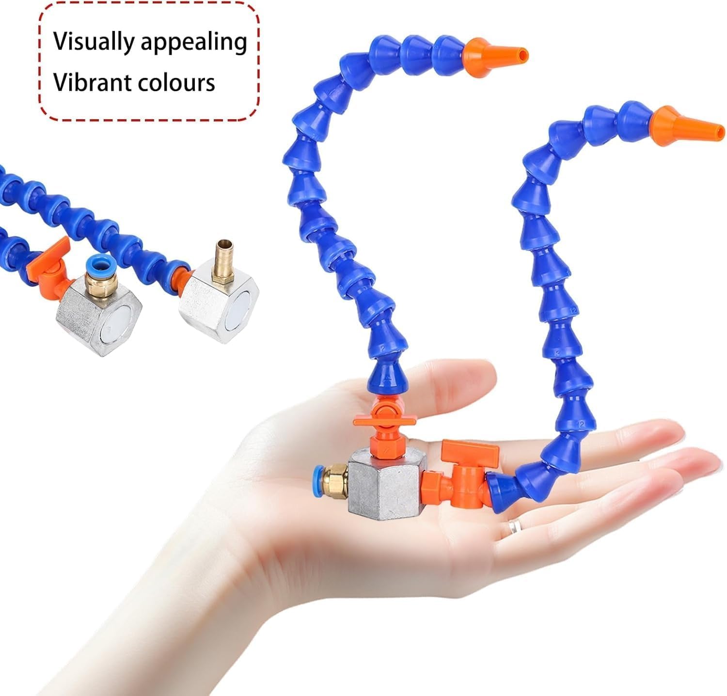 Magnetic Base Coolant Pipe with Circular Nozzle Switch and Multiple Quick Connectors for Hydraulic Machinery Water Cooling Systems Flat Nozzle L 30cm+12mm Connector