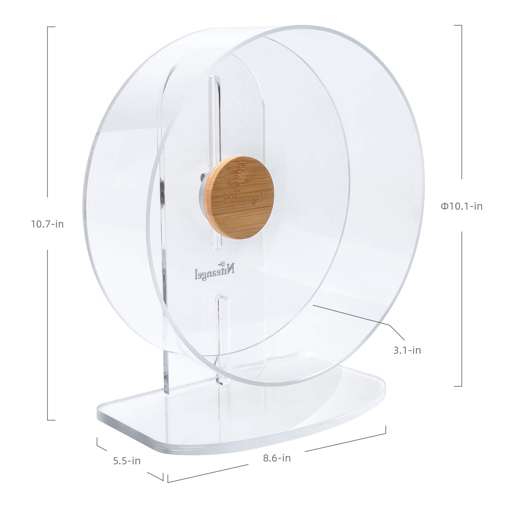 Niteangel Silent Hamster Exercise Wheel: - Dual-Bearing Quiet Spinning Acrylic Hamster Running Wheel for Dwarf Hamster Gerbils Mice Degus Or Other Small Animals (S) - image 7