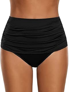 LOPILY 2019 New Style Swimwear Women High Waisted Swim Bottom Ruched Bikini Tankini Swimsuit Briefs Plus Size Prime Day Swimsuit