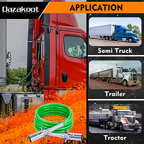 Dazakoot 7 Way Abs Cord, 12Ft 7 Way Coiled Trailer Cord, Heavey Duty Electrical Power Cable For Semi Truck Tractors - Green #TOP6