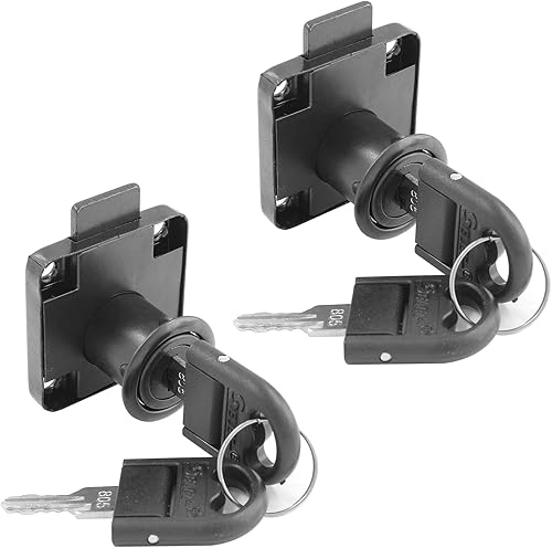 BokWin Cerradura de cajón de gabinete de 2 piezas, para buzón y escritorio (aleación de zinc, negro, diámetro del agujero de 0.748 in, 4 llaves)