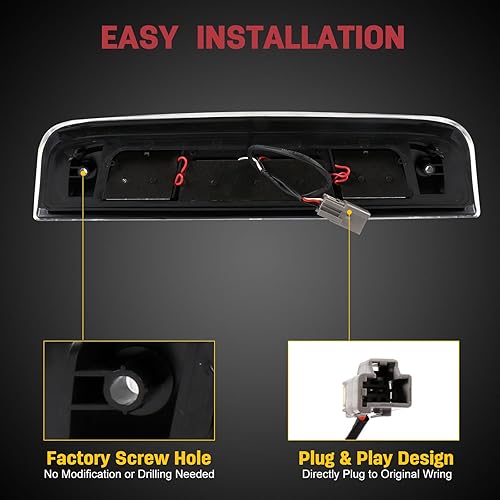 Miniatura 3 de Luz de freno de montaje alto LED de tercera luz de freno central de carga trasera para Chevrolet 2014-2018 para GMC 2014-2018 Tercera cabina trasera