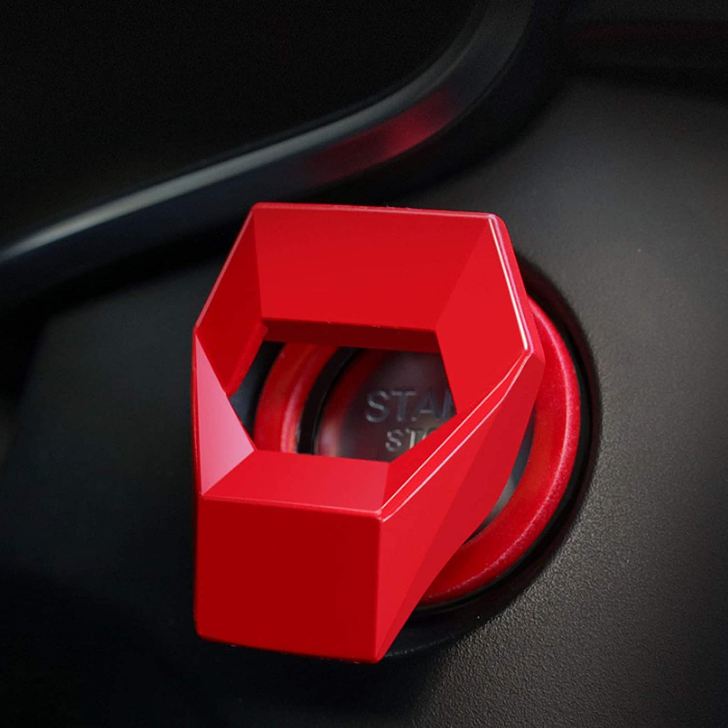 WazirianUAE Car Engine Start Stop Button Cover Push to Start Button Ignition Cover Universal Button Decoration Ring (Red)