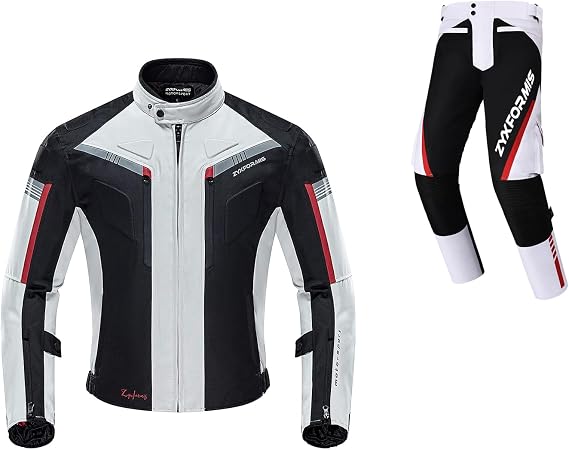 Motorcycle Jacket & Motorcycle Pants for Men, White M, Bundled