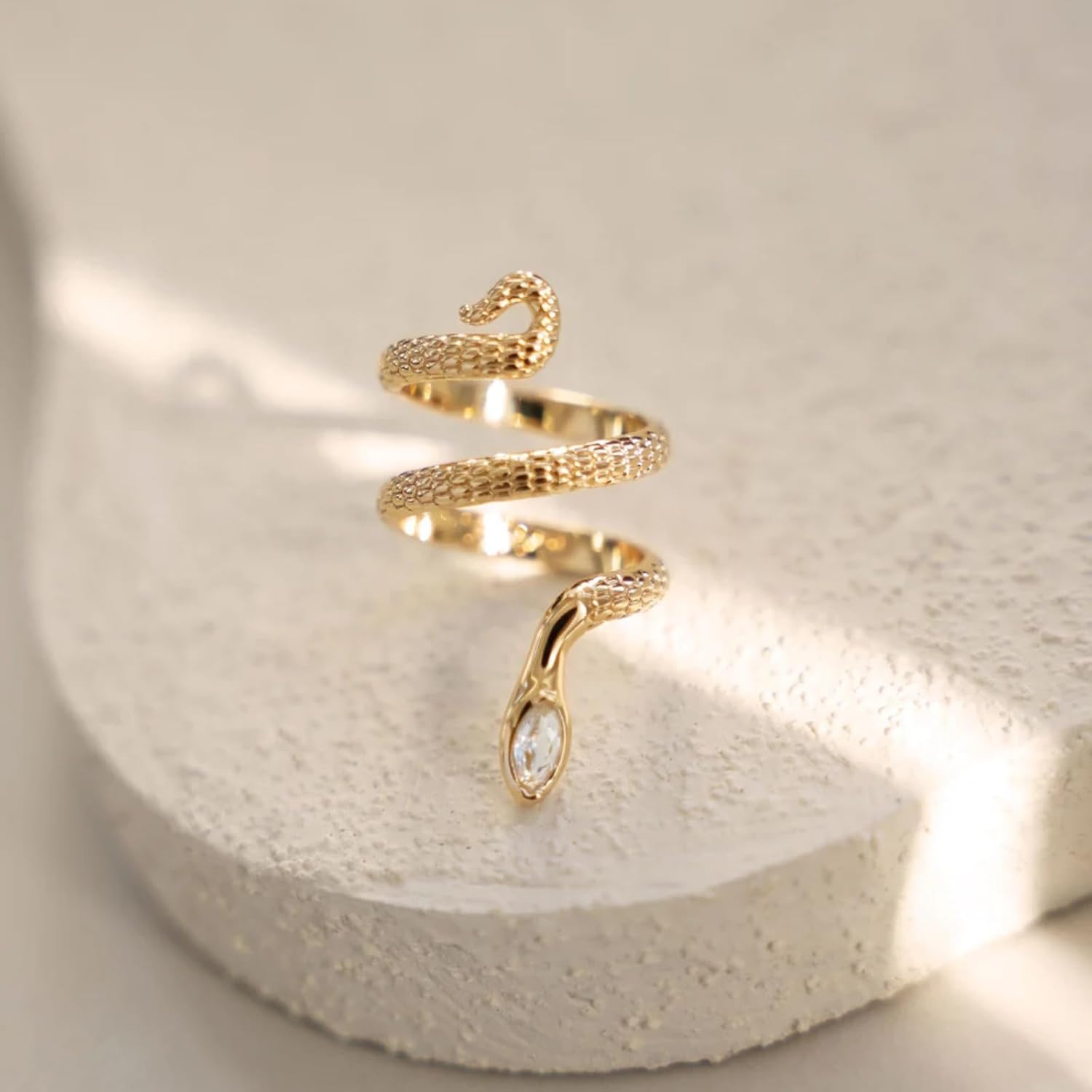 Ettika 18K Gold Plated Snake Ring, Wrap Statement Rings. Gold Ring in 18k Gold Plated With Crystal for Women. Jewelry Gifts for Women