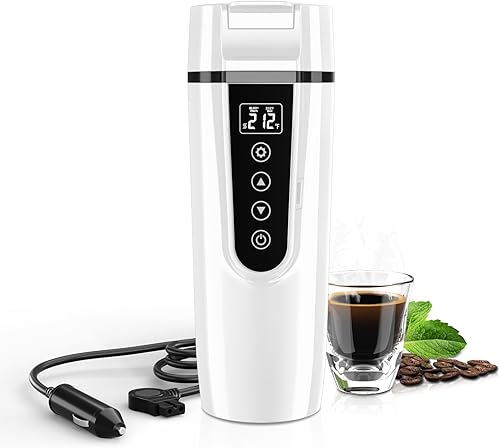 Hervidor eléctrico de viaje para automóvil, caldera de agua portátil de 12 V24 V, pantalla grande, ajuste multitemperatura, calentador de agua para