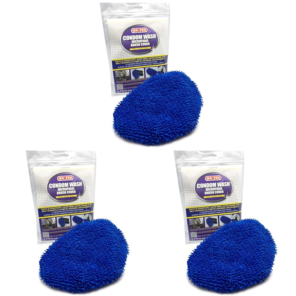Mafra, Condom Wash Guante de Microfibra para Cepillo de Lavado de Coche, Ideal para el Lavado al Aire Libre del Coche, de Forma Segura, no Raya la carrocería y Evita la formación de (Paquete de 3)
